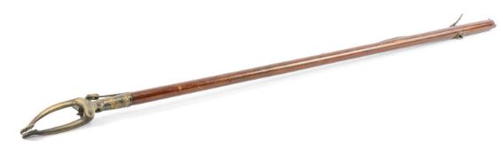 19TH C. COUNTRY HOUSE LIBRARY LONG ARM/BOOK REACH, in ash with brass mounts, 126cms Provenance: