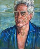 ‡ ANDREW VICARI (Welsh 1932-2016) oil on panel - portrait of designer and architect Uffa Fox,