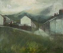 CERI BARCLAY (Welsh b. 1937) oil on canvas - terraced houses, Rhondda, signed and dated '79, 49 x