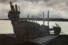 ‡ PHILIP MUIRDEN (1932-2023) large oil on canvas - entitled verso, 'Wreck No.1', signed verso, 121 x