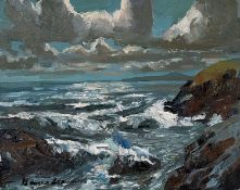 20TH CENTURY SCHOOL, oil on board - entitled 'Seascape', indistinctly signed, 20 x 25cms Provenance: