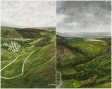 CERI BARCLAY (Welsh b. 1937) oil on canvas (a pair) - entitled verso, 'Cwmparc Rhondda from the