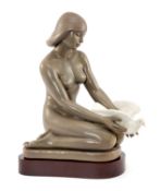 LIMITED EDITION LLADRÓ GRES SCULPTURE OF 'FLIGHT OF FANCY', no. 115/300, model 12243, sculptor D.