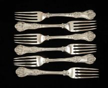SET OF SIX WILLIAM IV SILVER FORKS, London 1833, William Eaton, 21ozt overall approx. (6)