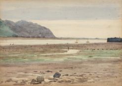 ATTRIBUTED TO GEORGE COCKRAM RI, RCA (1861-1950) harbour at low tide - beachscape at low tide, 25.