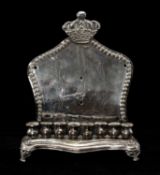 CONTINENTAL SILVER PLATED HANNUKAH MENORAH, with coronet surmount, beaded rim with wrigglework