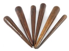 COLLECTION OF LARGE TREEN MARINER'S FIDS, all tapering circular section, used for the splicing of