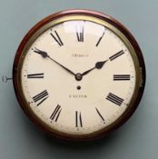 EARLY 19TH C. MAHOGANY DIAL CLOCK, John Skinner, Exeter, 12-inch Roman painted dial signed, brass