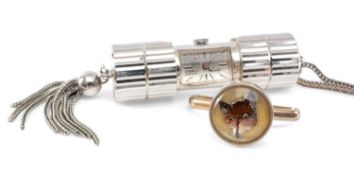 1960s STOWA 'SWEETY' COLLAPSIBLE PENDANT TIMEPIECE, 17J Incabloc manual wind movement, in rhodium