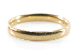 18CT GOLD WEDDING BAND, ring size P, 2.7gms Provenance: light wear overall, viewing recommended