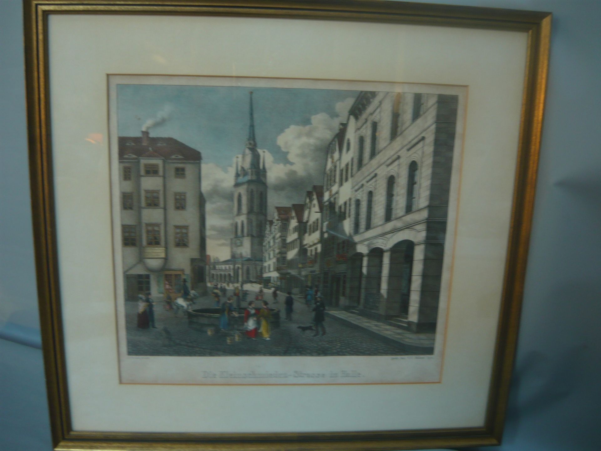 Die Kleinschmieden-Strasse in Halle, Sachsen. Nach A.Gerlach 1844, gestochen bei C.C.Böhme in