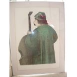 Unbekannter Künstler. Der Cellist. Farblothografie. Handsigniert. Maß ca. 48x66cm. Hinter Glas