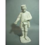 Fürstenberg. Stehende Figur mit geöffneter Schatulle am Leib. Weiß. H. 20cm.