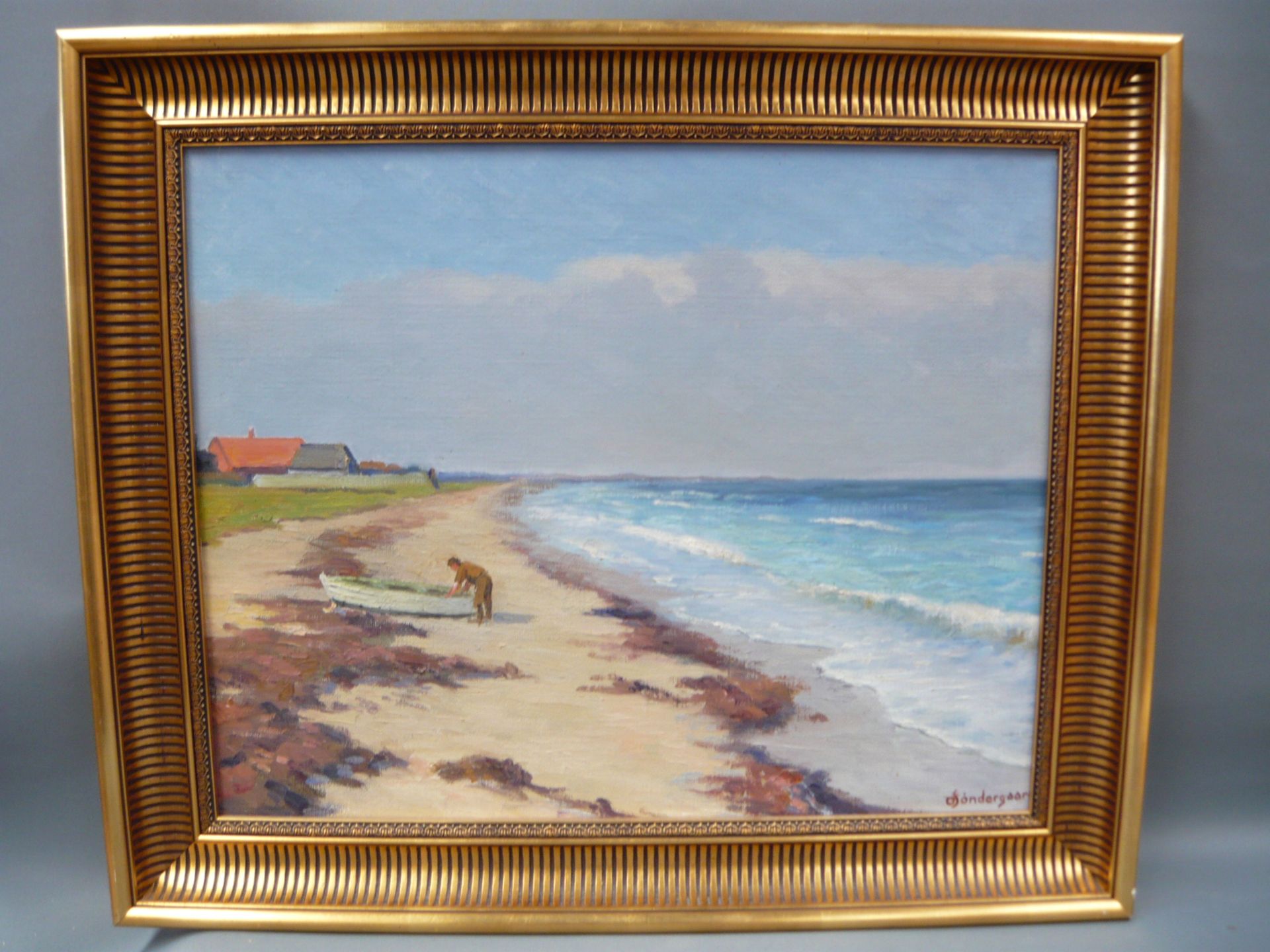 O.Söndergaard. Sommerliche Ostseeszenerie. Öl/Lw. Sig. Maß 46x57cm (R. 56x68cm).