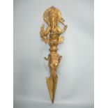 Vajra (Ritualdolch). Metal vergoldet. Wohl Indien 20.Jhdt. L. 34cm.