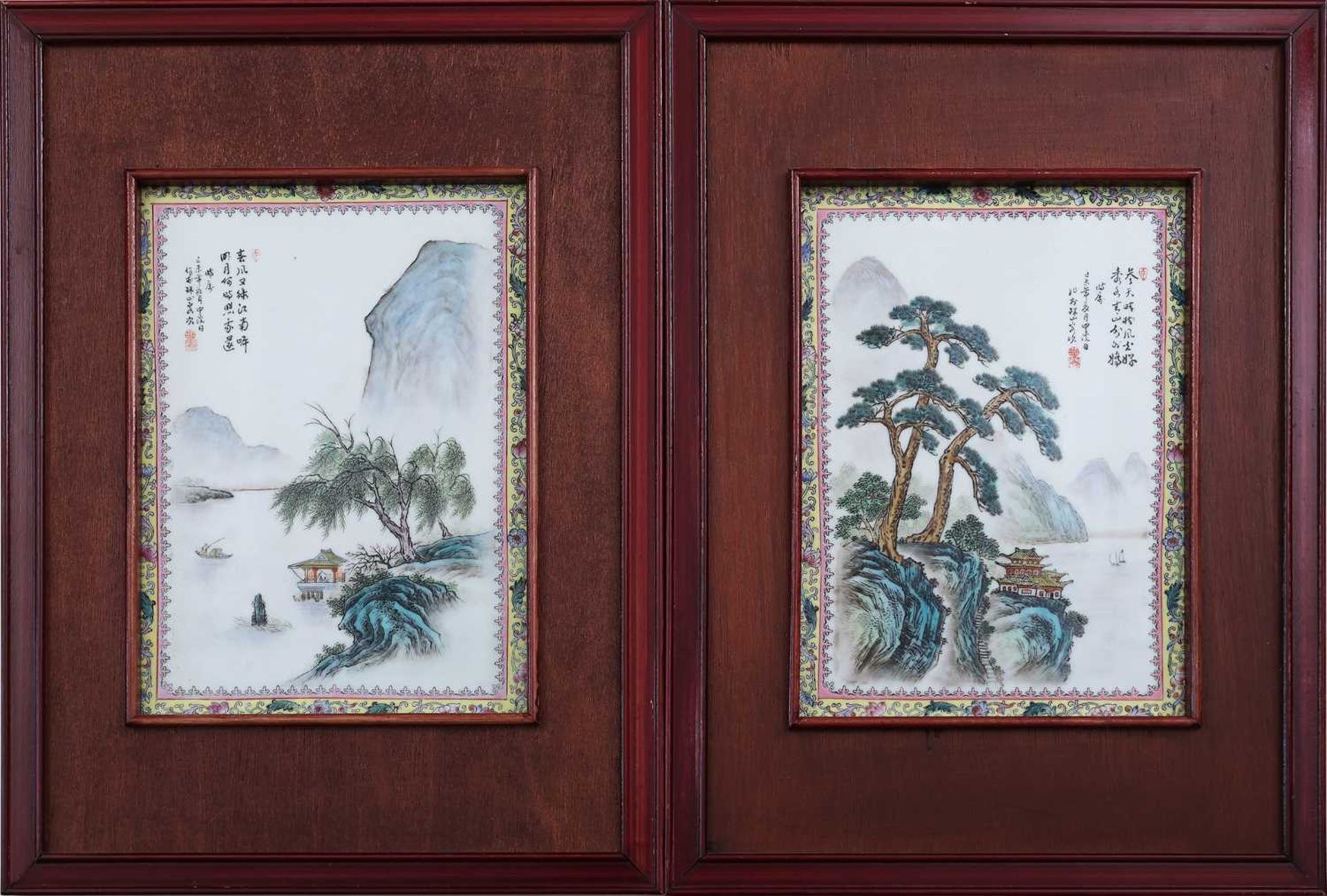 4 chinesische Porzellanbilder - Image 3 of 3
