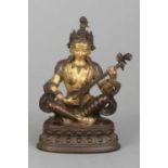 Nepalesische Bronzefigur "Saraswati"