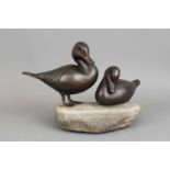 H. THIES (zeitgenössischer deutscher Bildhauer) Kupferfigur "2 Enten"