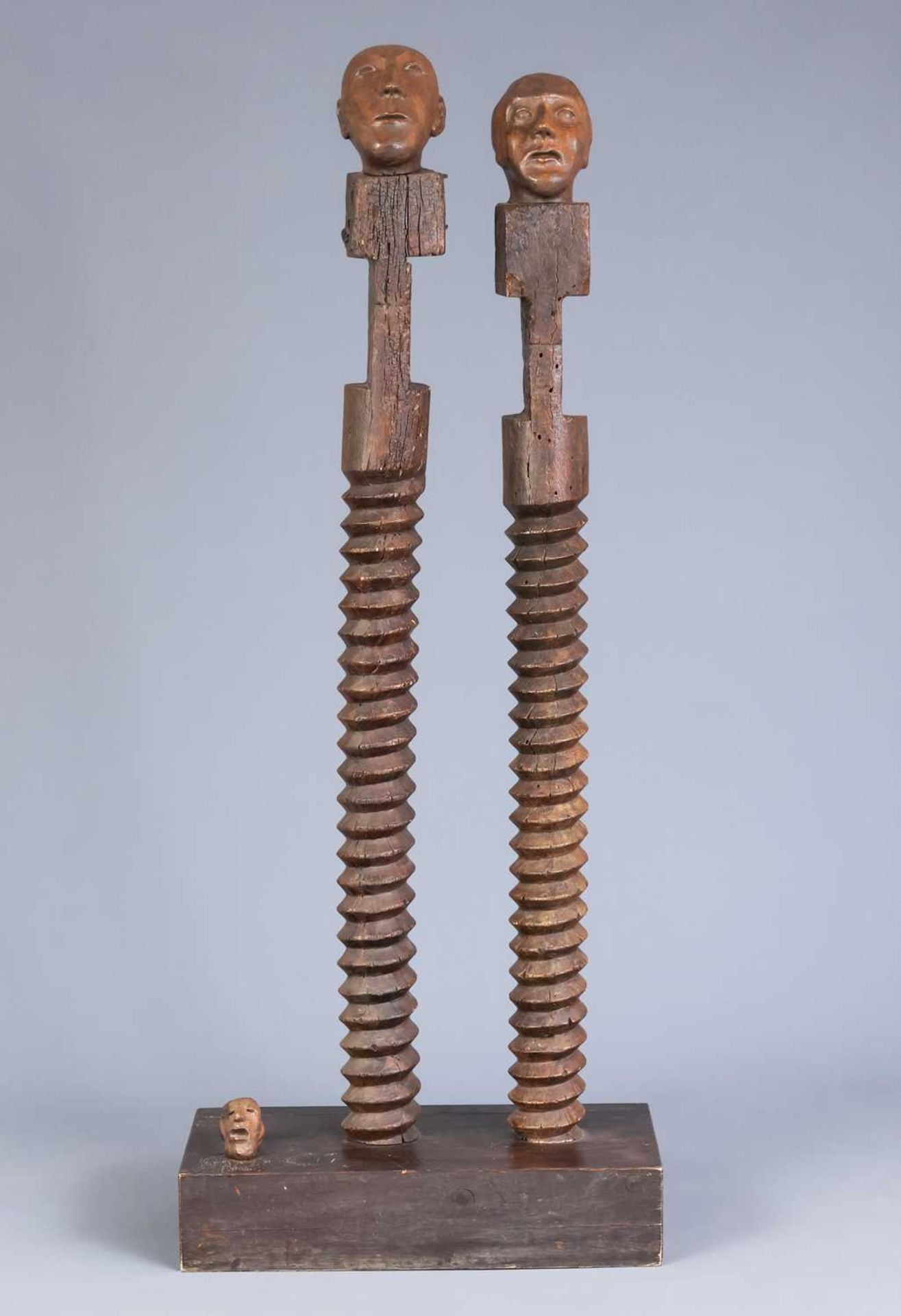 JUAN MARTINEZ (* 1942, spanischer Künstler) Skulptur "2 Köpfe"