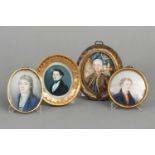 4 Miniaturen des 18. und 19. Jahrhunderts "Herrenporträts"