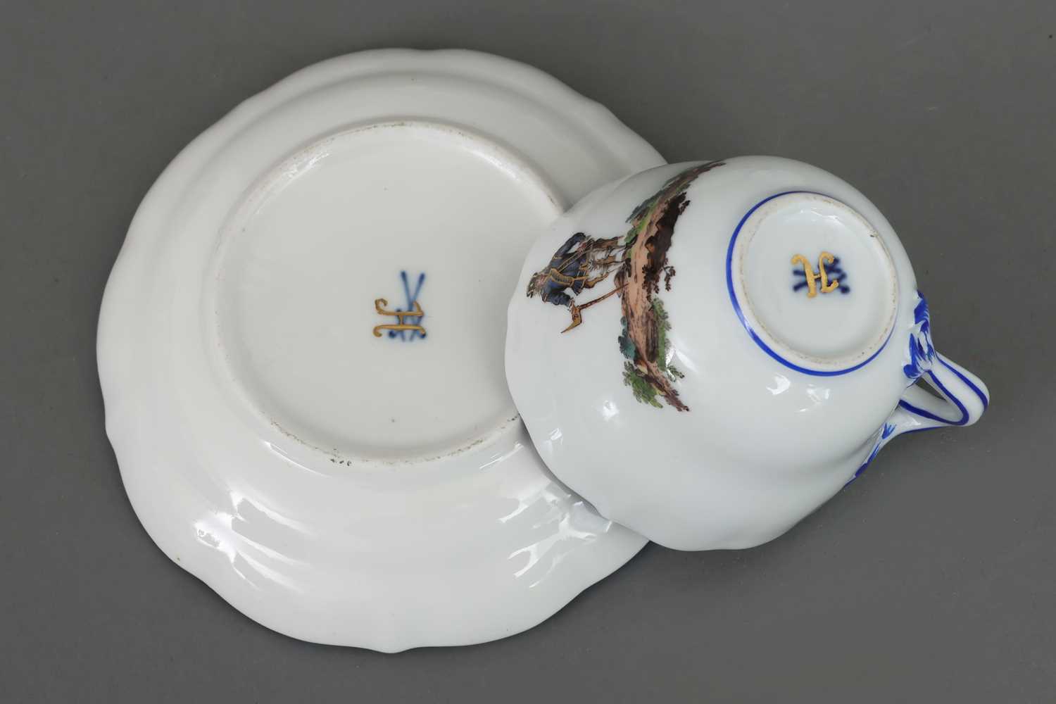 6 MEISSEN Mokkatassen und Untertassen mit Bergmannmotiven - Image 4 of 4