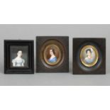 3 Miniaturen des frühen 19. Jahrhunderts "Damenporträts"