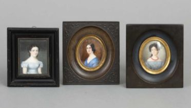 3 Miniaturen des frühen 19. Jahrhunderts "Damenporträts"