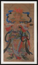 Chinesische Seidenmalerei "Buddhistischer Wächter Weituo"