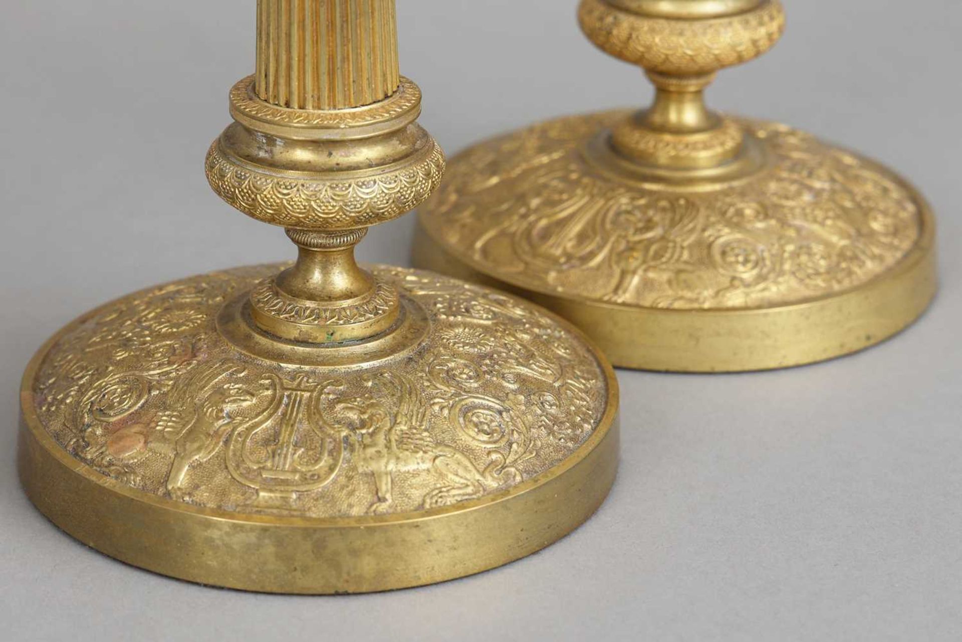 Paar Bronze Leuchter des Empire - Bild 3 aus 3