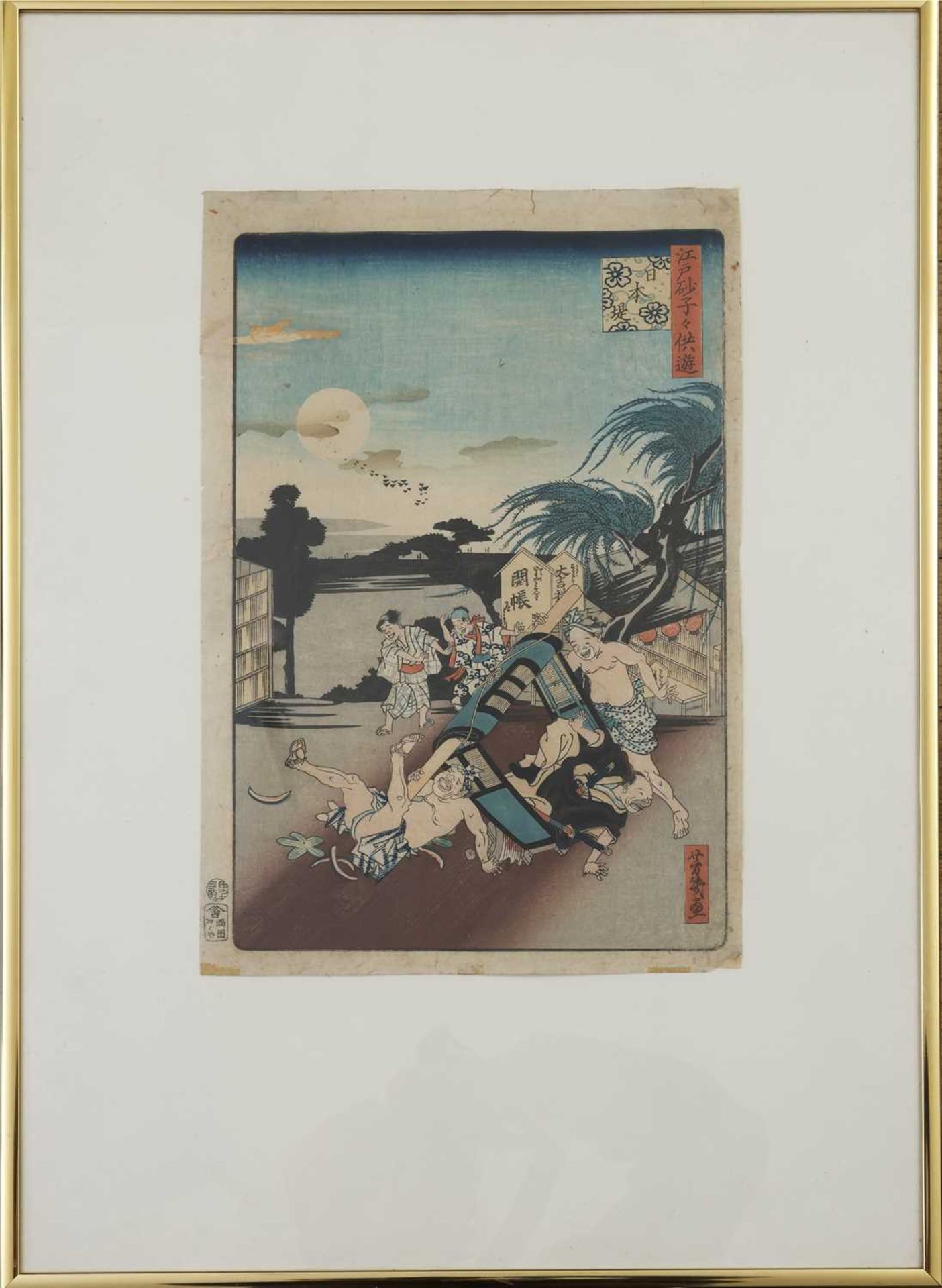 Japanischer Farbholzschnitt von UTAGAWA HIROKAGE (aktiv 1855 bis 1865)