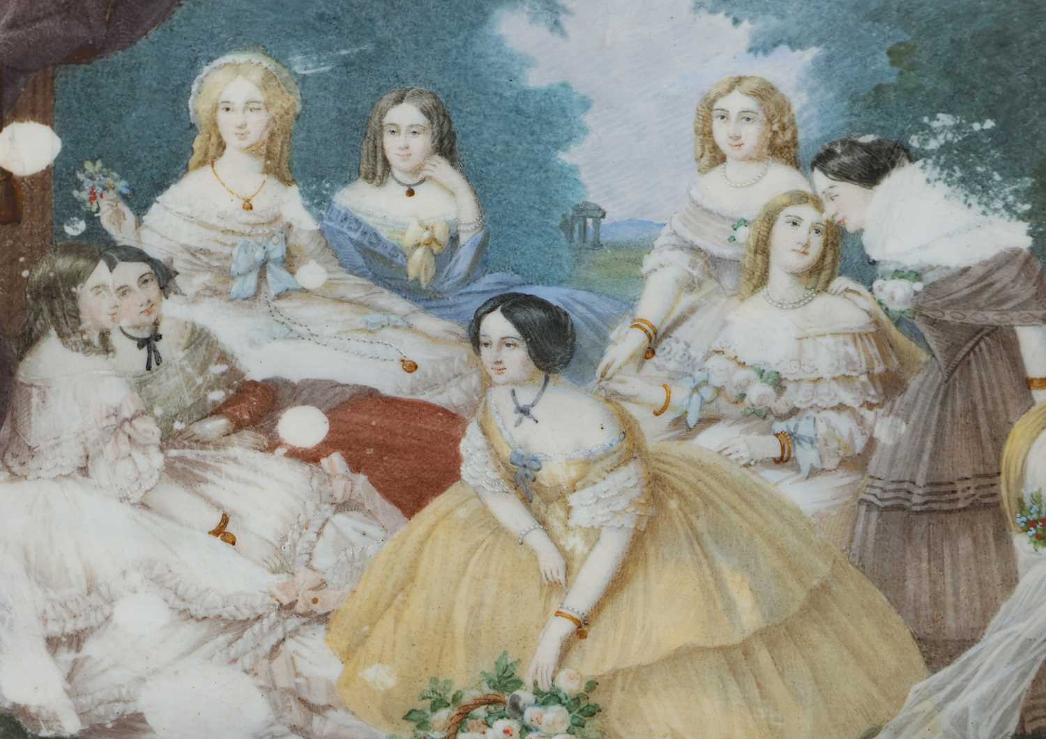 EMANUEL THOMAS PETER (1799-1873) Miniatur des 19. Jahrhunderts "Kaiserin Eugenie und Hofdamen" - Bild 3 aus 4