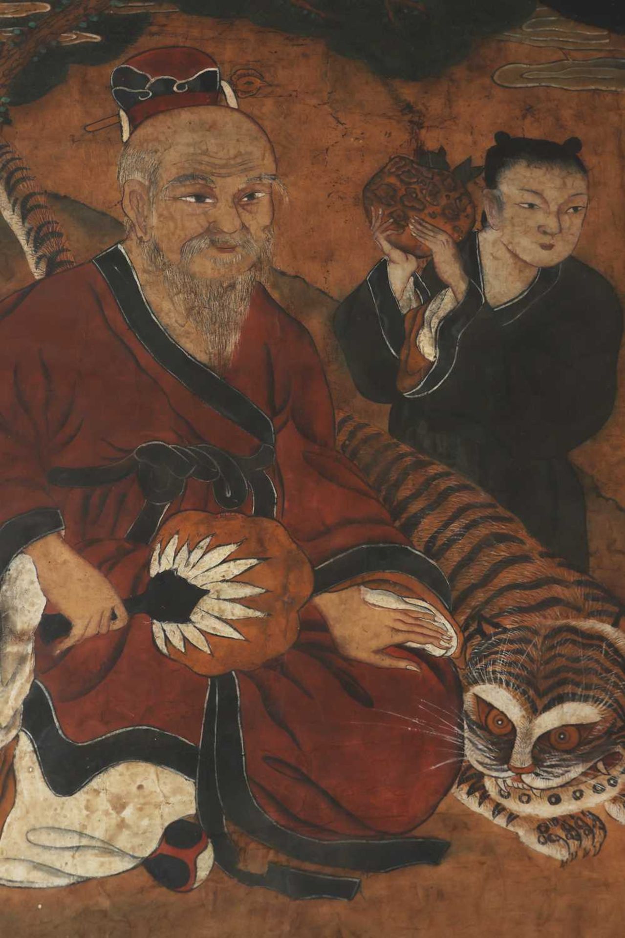 Koreanisches Tuschebild "Berggeist (Sansin) mit Tiger-Avatar" - Image 2 of 3