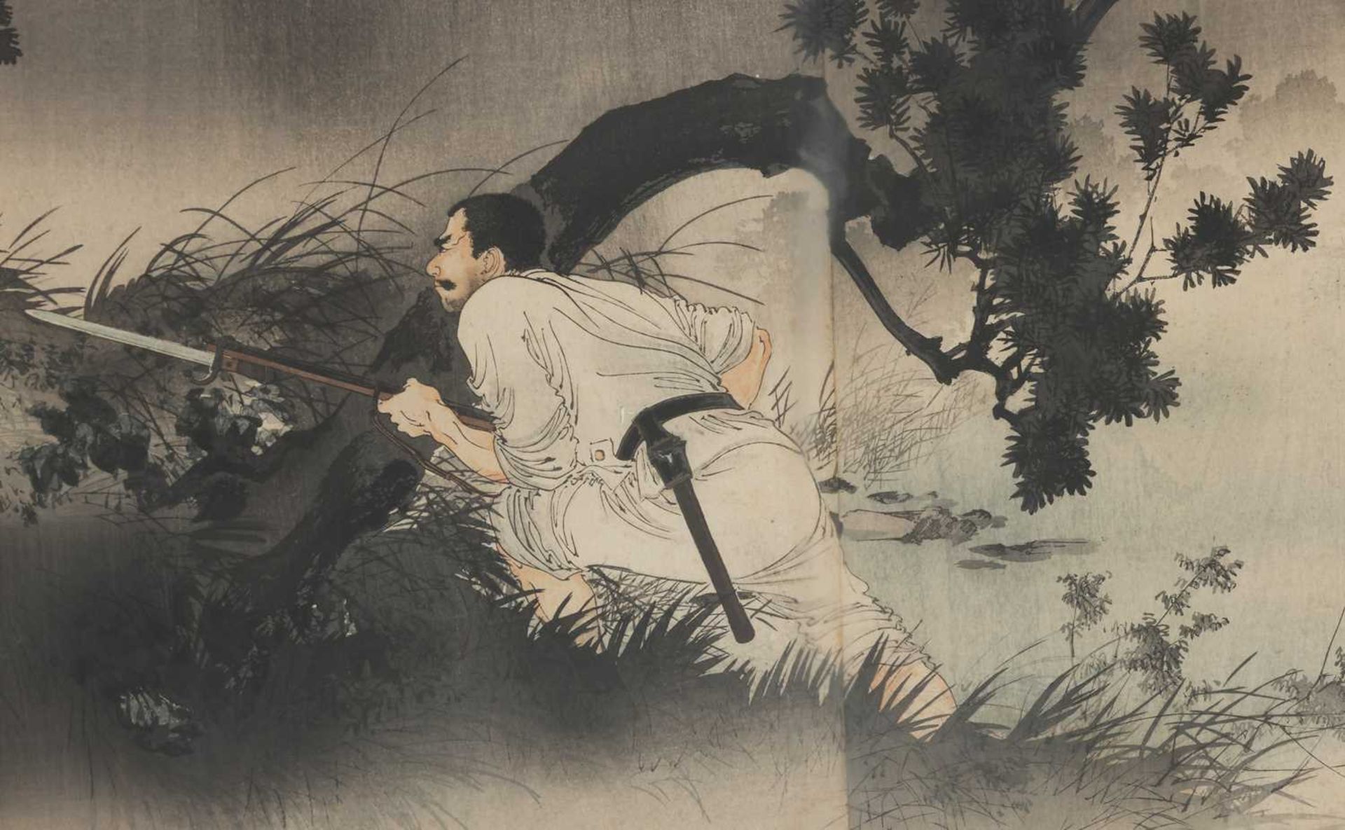 Japanisches Holzschnitt-Triptychon von MIZUNO TASHIKATA (1866-1908) - Bild 3 aus 3