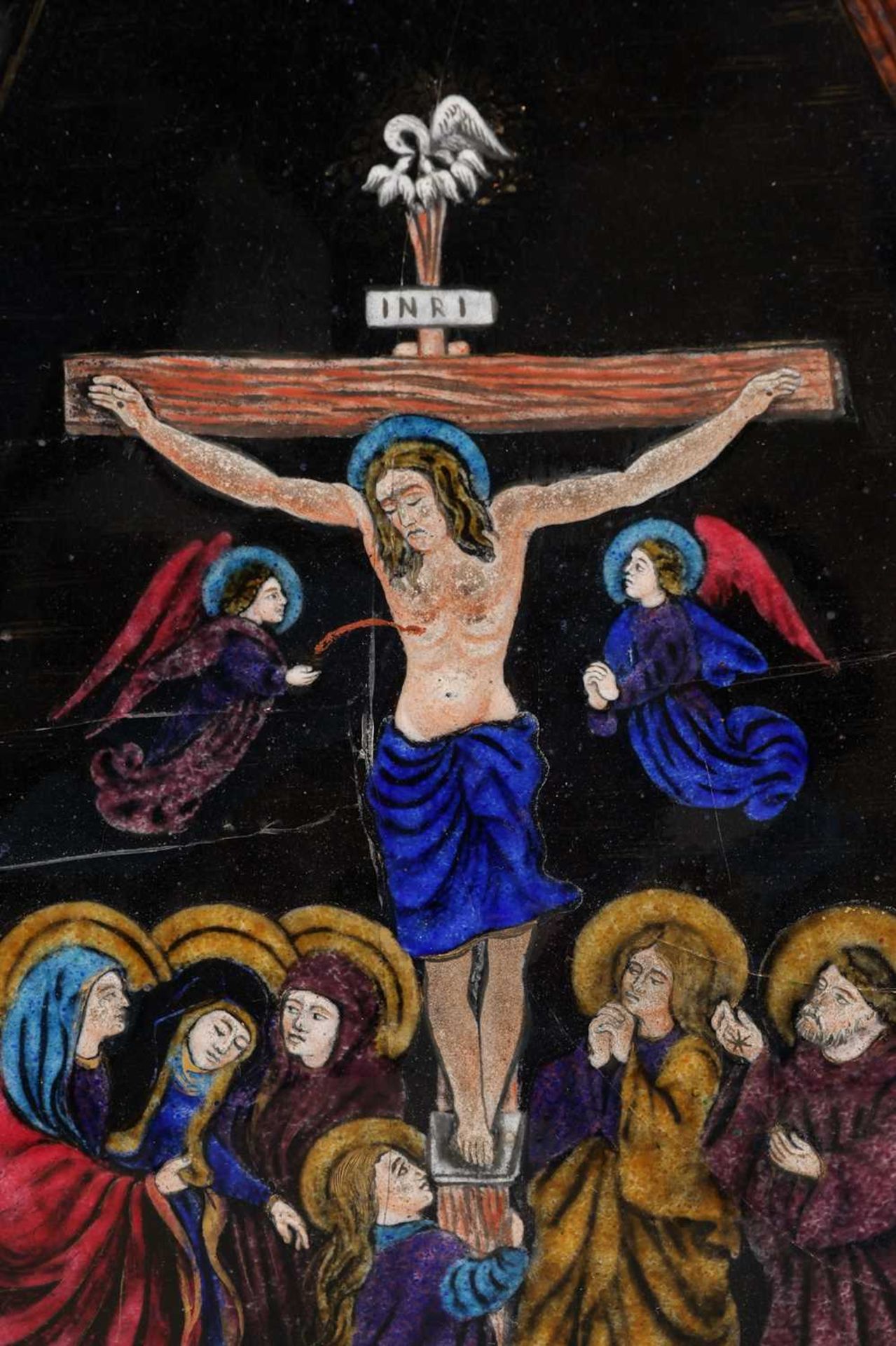 wohl LIMOGES Emaille-Triptychon "Kreuzigung Christi" - Bild 4 aus 4