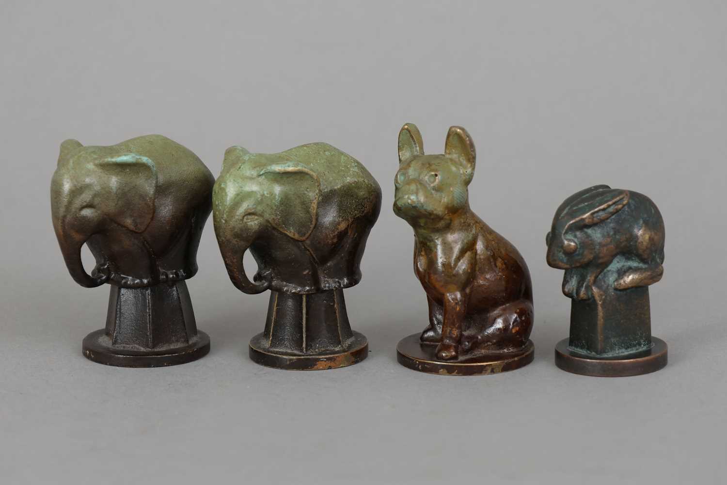 4 Bronze Petschaften des Art Deco mit Tierfiguren