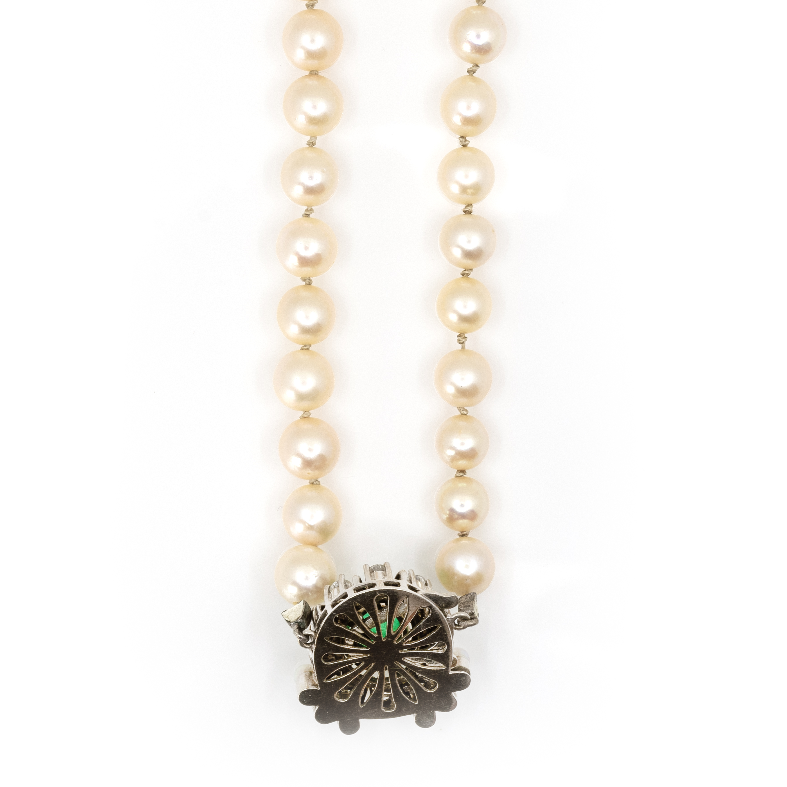 Perlencollier mit Smaragd-Diamantschließe - Image 4 of 5