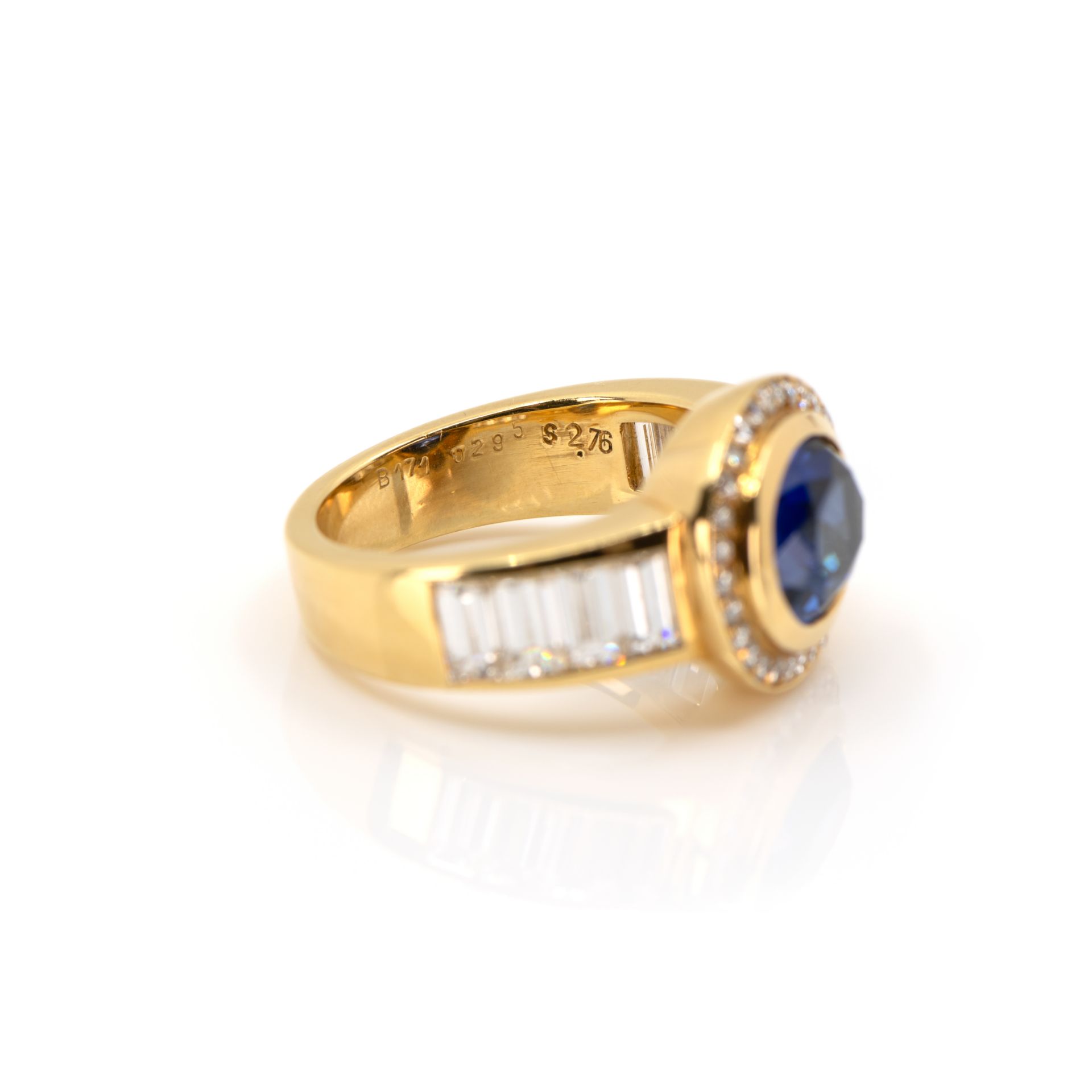 Ring mit Saphir-Diamantbesatz - Bild 6 aus 6