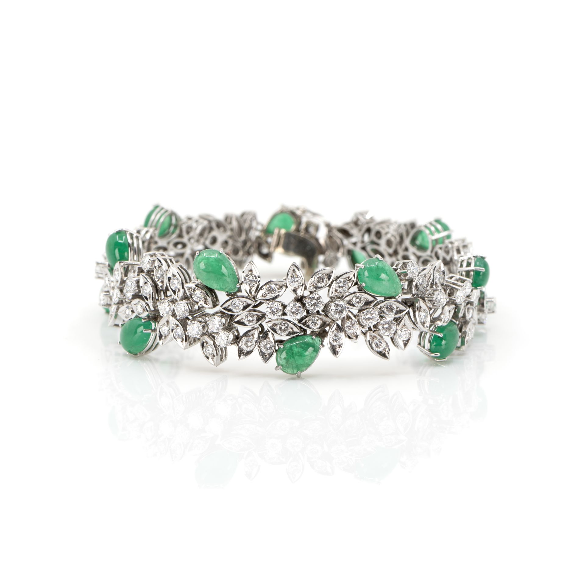 Collier und Armband mit Smaragd-Diamantbesatz - Bild 6 aus 8