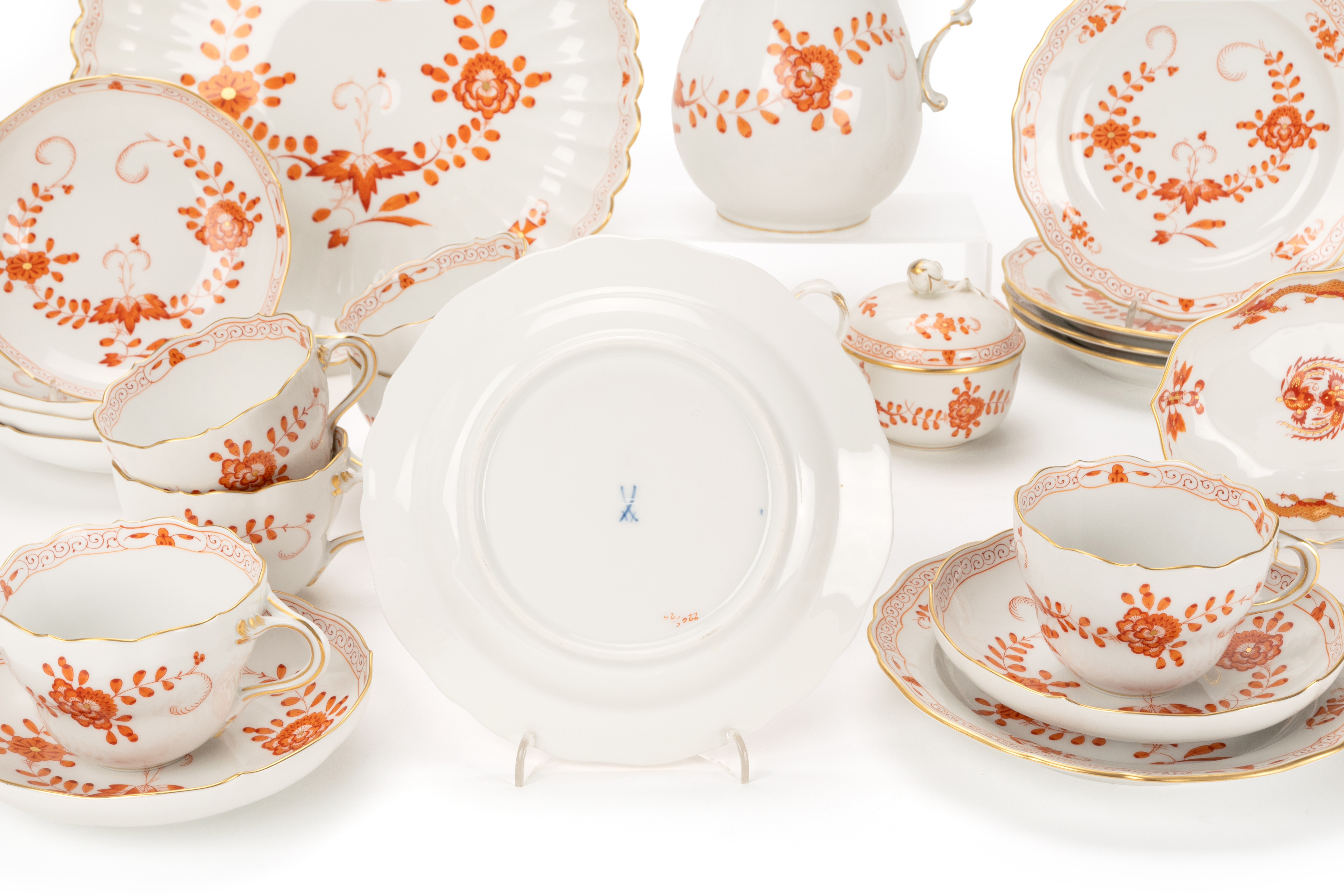 Meissen Kaffeeservice 'Indische Malerei in Korallenrot' - Image 5 of 5