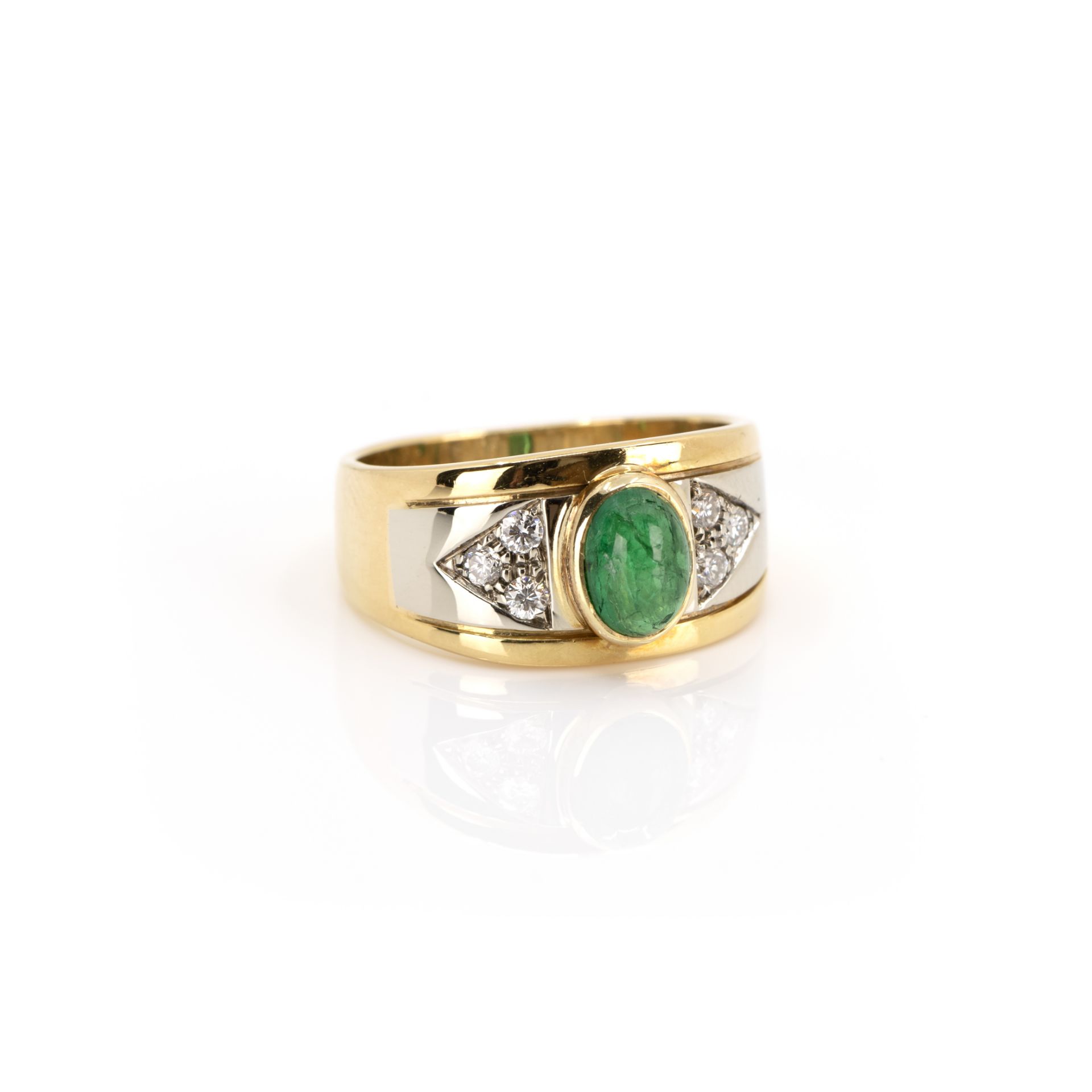 Set Ohrstecker und Ring mit Smaragdbesatz - Bild 3 aus 8