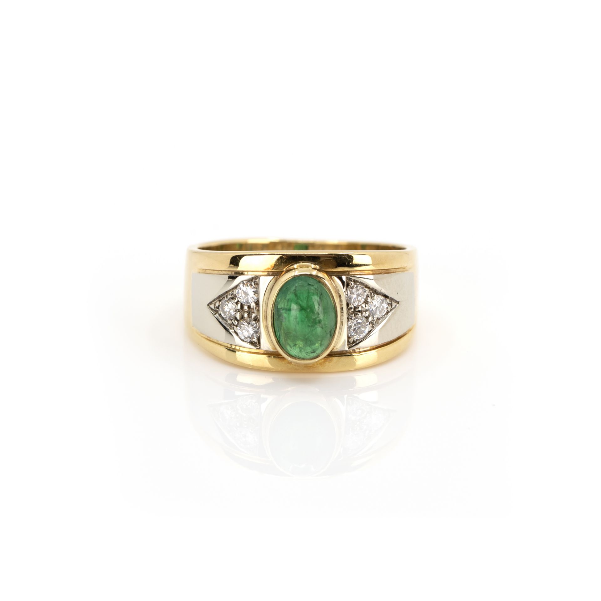 Set Ohrstecker und Ring mit Smaragdbesatz - Bild 2 aus 8
