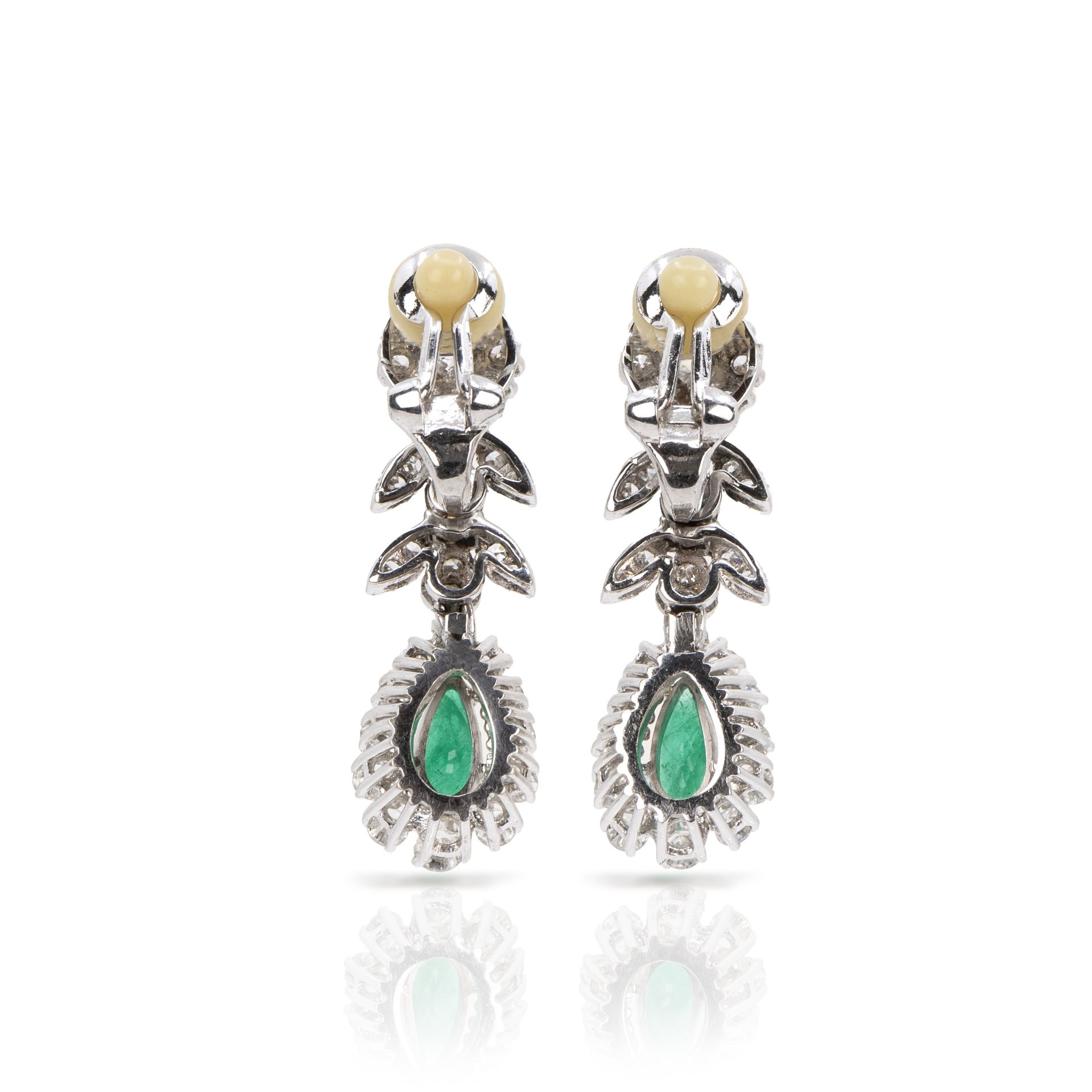 Paar Ohrclips mit Smaragd-Diamantbesatz - Bild 2 aus 3