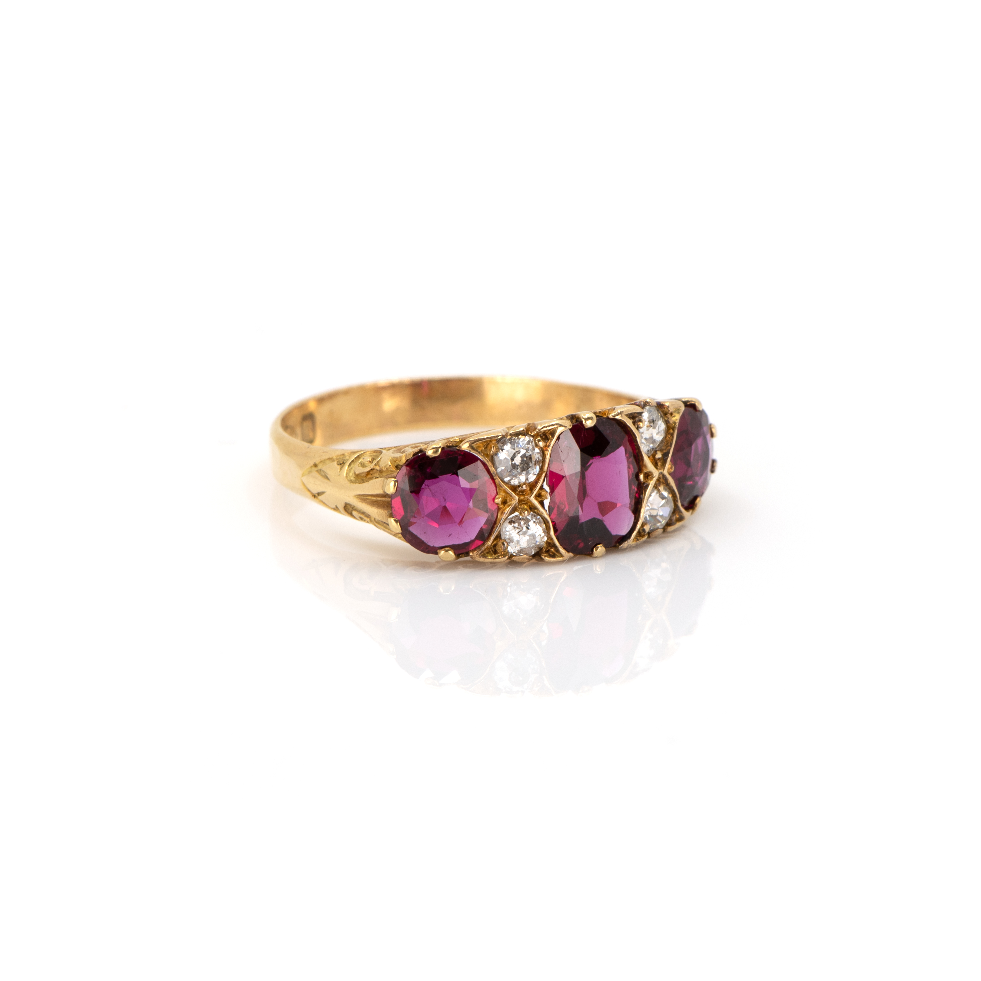 Victorianischer Ring mit Rubin-Diamantbesatz - Bild 2 aus 5