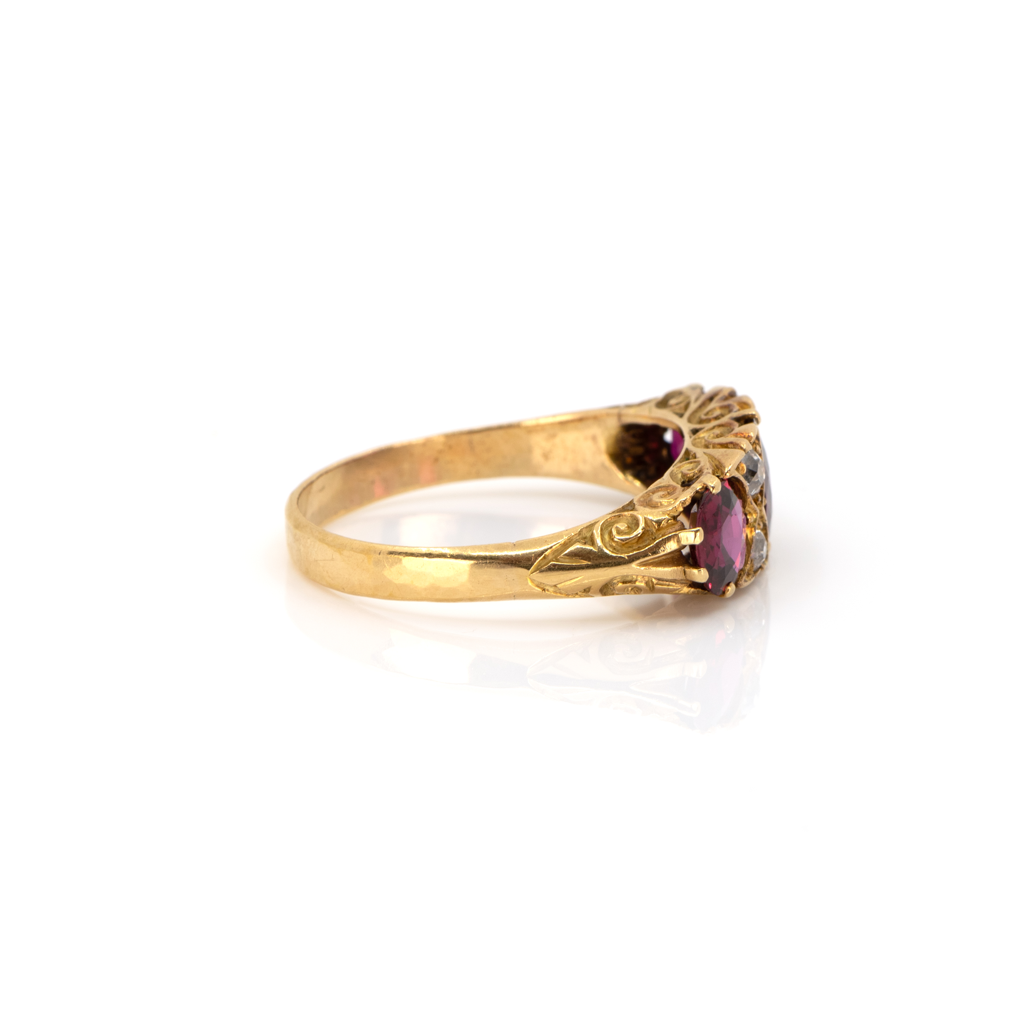 Victorianischer Ring mit Rubin-Diamantbesatz - Bild 3 aus 5