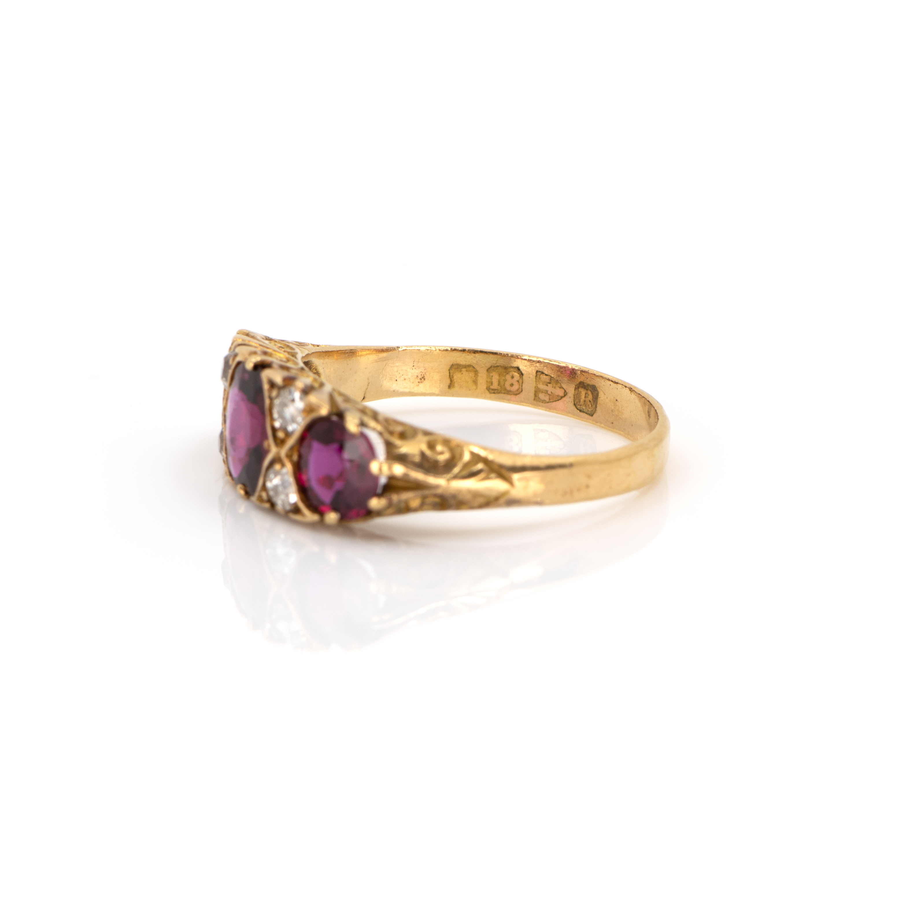 Victorianischer Ring mit Rubin-Diamantbesatz - Bild 5 aus 5