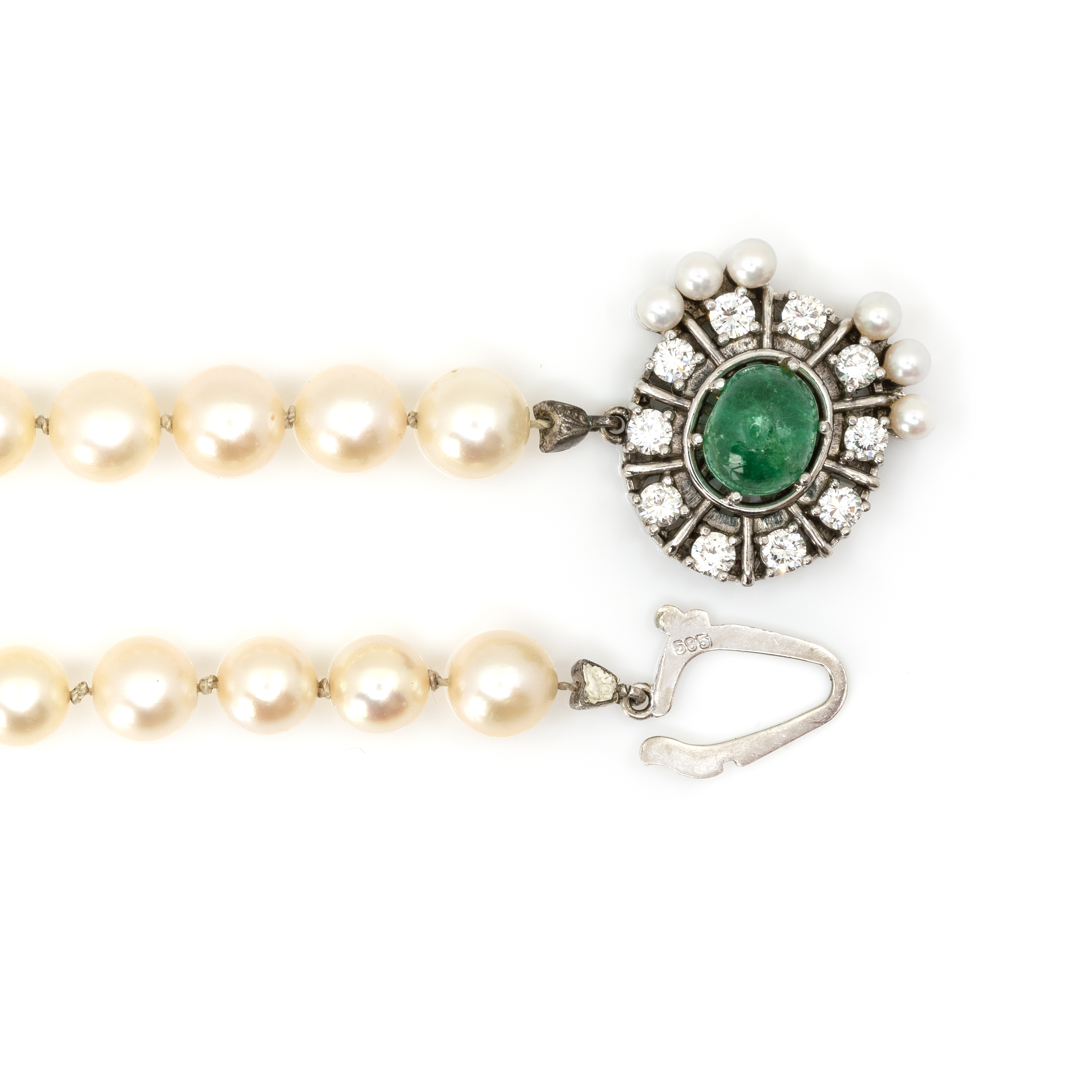 Perlencollier mit Smaragd-Diamantschließe - Image 5 of 5