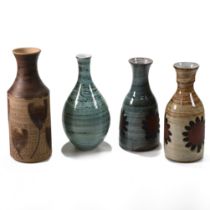 A selection of four 20th Century pottery from the Briglin Studio including a mallet shaped vase b...