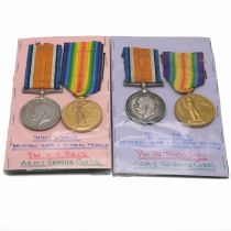 Two groups of World War One medals each comprising a 1914-18 War Medal and a Victory Medal awarde...