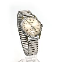 Early 20th Century stainless steel backed gentleman's wristwatch with secondary minutes dial, sec...