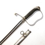 Possibly Austrian Infinity sword with Shagreen and wire wrapped handle. Indistinct mark on hilt. ...